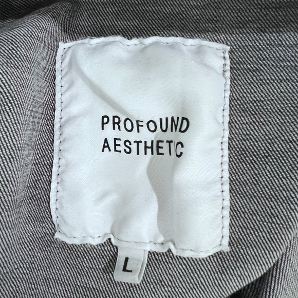 Profound Aesthetic Distressed Tattooed Style Button Up Denim Jacket - Ash - Picture 8 of 8